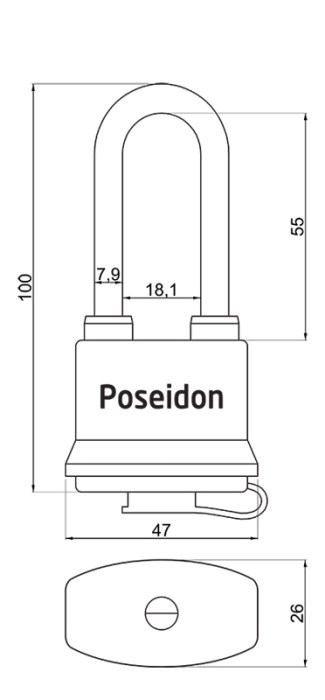 Ocelový voděodolný zámek Richter Czech RV.POSEIDON.40.PL