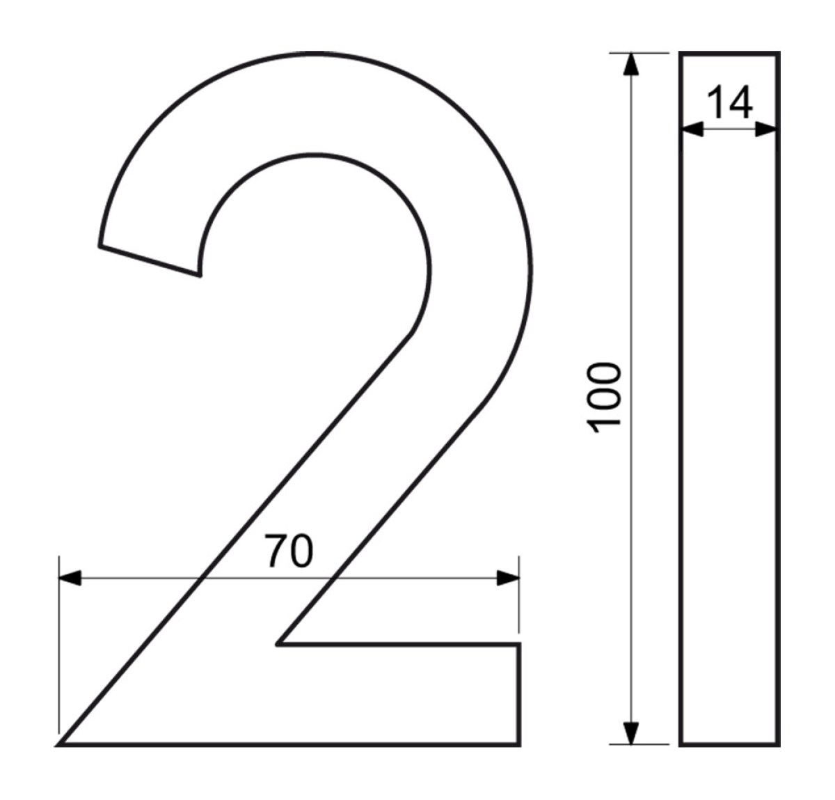 Hlníkové domovní číslo RN.100LV.2.AL.3D