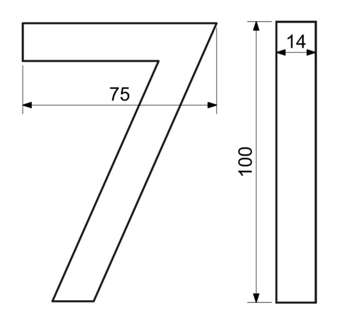 Hliníkové domovní číslo RN.100LV.7.AL.C.3D
