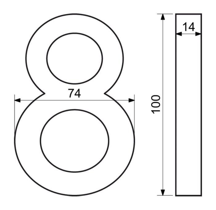 Hliníkové domovní číslo RN.100LV.8.AL.3D