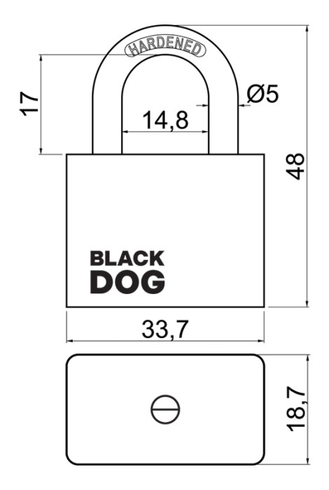 ocelový visací zámek RV.BLACKDOG.30