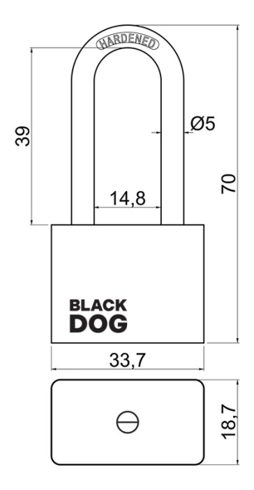 ocelový visací zámek RV.BLACKDOG.30.PL