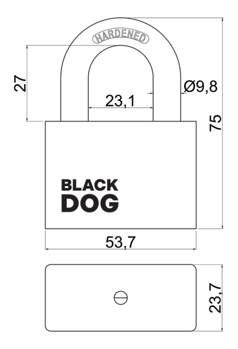 ocelový visací zámek RV.BLACKDOG.50