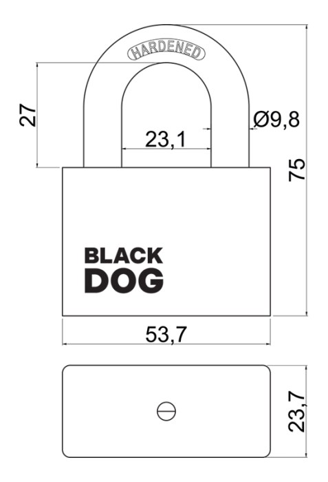 ocelový visací zámek RV.BLACKDOG.50