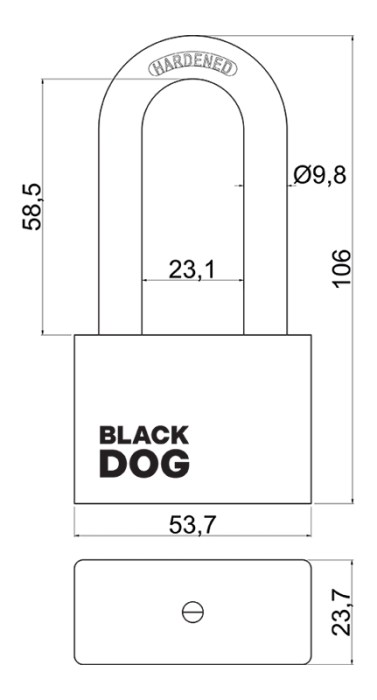 ocelový visací zámek RV.BLACKDOG.50.PL