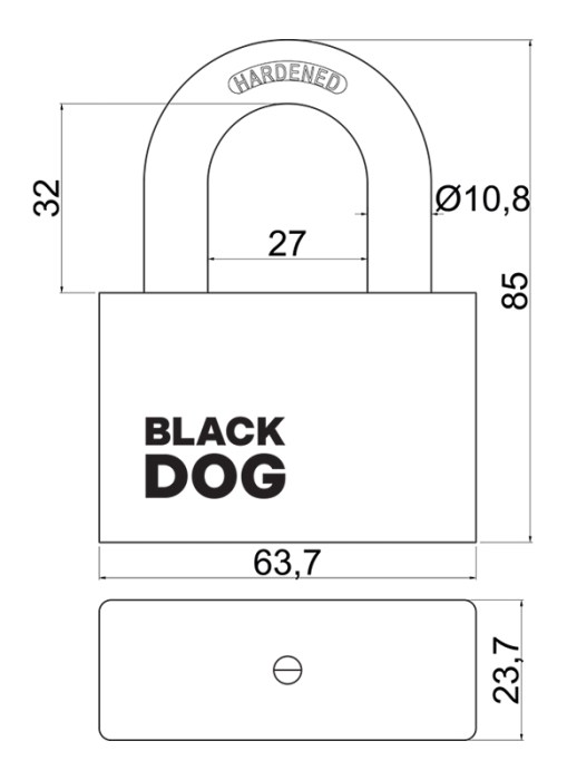 ocelový visací zámek RV.BLACKDOG.60