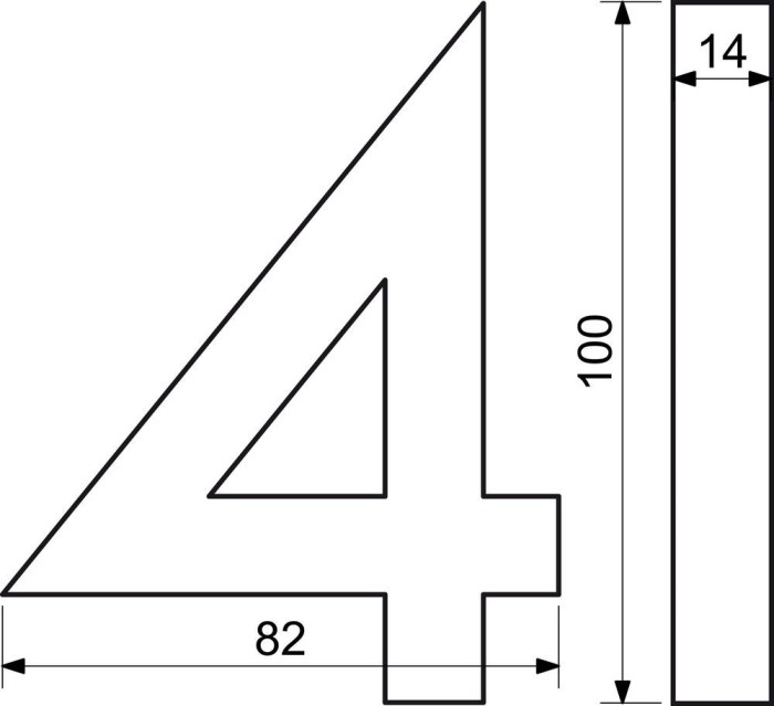 Hliníkové domovní číslo RN.100LV.4.AL.3D